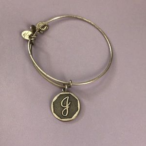 Silver Alex & Ani “J” initial bracelet